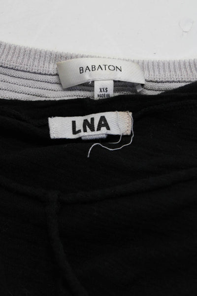 Babaton LNA Womens Textured Crop Tank Top Cut-Out T-Shirt Black Size 2XS M Lot 2
