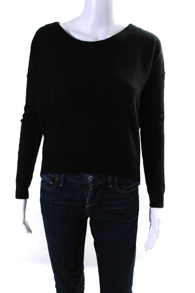 Central Park West Womens Cashmere Crew Neck Long Sleeve Sweater Black Size M