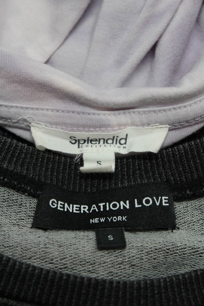 Splendid Generation Love Womens Tee Shirt Crewneck Top Purple Gray Size S Lot 2