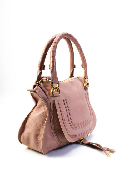 Chloe Womens Leather Goldtone Hardware Zipper Medium Shoulder Bag Handbag Pink