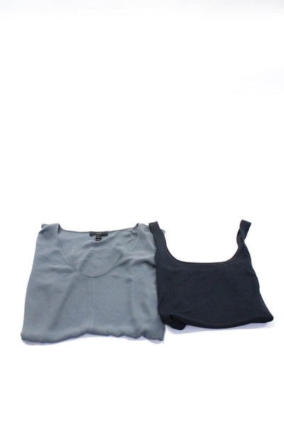 J Crew Doncaster Womens V Neck Solid Tee Shirts Gray Blue Size 8/M Lot 2