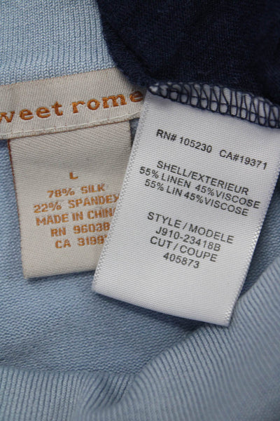 Joie Sweet Romeo Womens Solid Linen Tee Shirt Sweater Blue Size S/L Lot 2