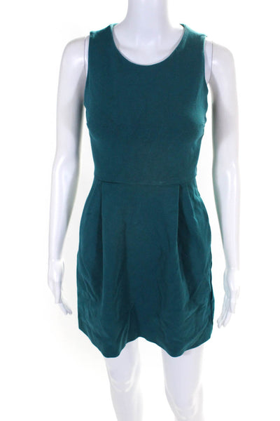 Madewell Womens Sleeveless Pleated A Line Dress Teal Blue Size Extra Small