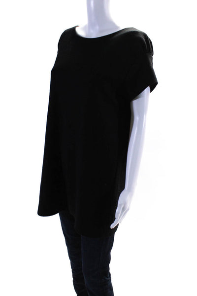 Vince Womens Wool Puff Cap Sleeve Round Neck T-Shirt Black Size M