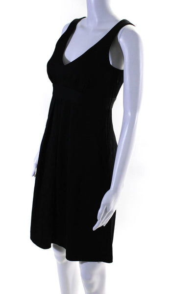 Theory Womens Wool Zipped Empire Waist Pleated A-Line Sheath Dress Black Size 2