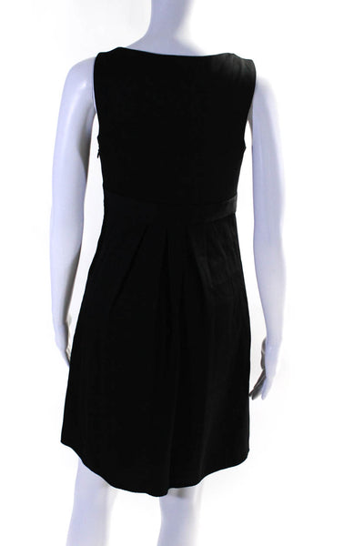 Theory Womens Wool Zipped Empire Waist Pleated A-Line Sheath Dress Black Size 2