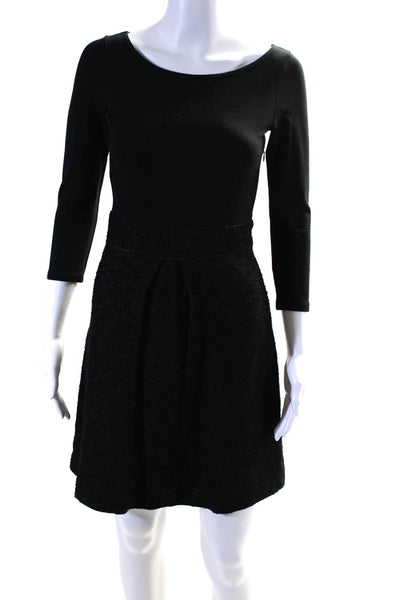 Theory Womens Empire Waist Pleated A-Line Long Sleeve Midi Dress Black Size 0