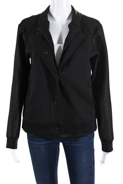 ALALA Womens Black Nylon Print High Rise Long Sleeve Layered Jacket Size M
