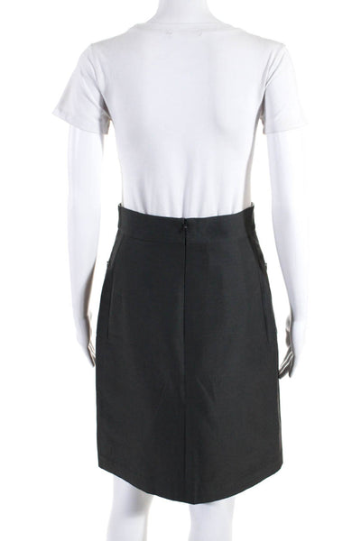 Akris Womens Gray Cotton Zip Back Knee Length Pencil Skirt Size 4
