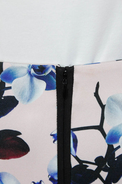 Yigal Azrouel Womens Orchid Cutout Neoprene Pencil Skirt Light Pink Blue Size 4