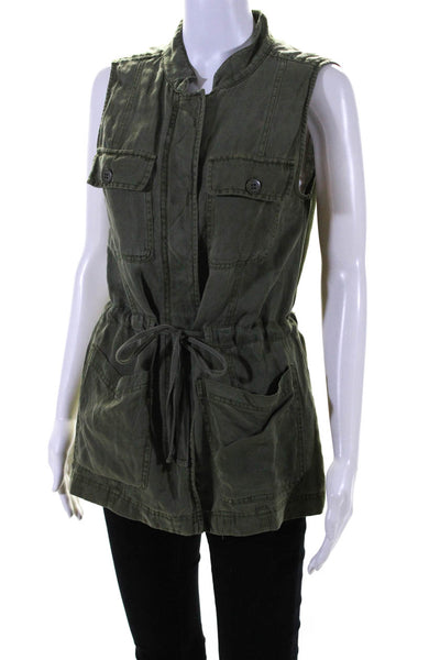 Sanctuary Womens Sleeveless Drawstring Lightweight Military Vest Green Size S