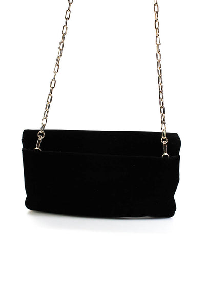 Amalfi Womens Velvet Asymmetric Envelope Goldtone Strap Crossbody Hand Bag Black
