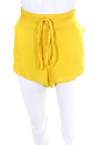 Mason Womens Solid Silk Casual Shorts Yellow Size 4
