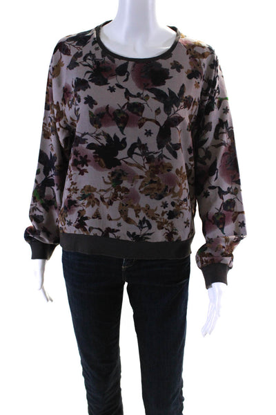 W118 By Walter Baker Womens Crepe Floral Banded Waist Blouse Top Taupe Size XS