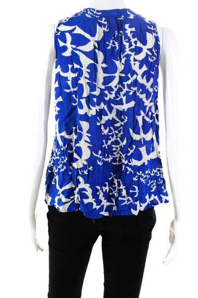 Maeve Anthropologie Womems Woven Sparrow Printed Blouse Top Blue Size 4