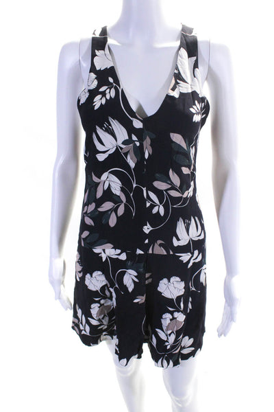 Thakoon Womens Navy Floral Print V-Neck Sleeveless Shift Dress Size 8