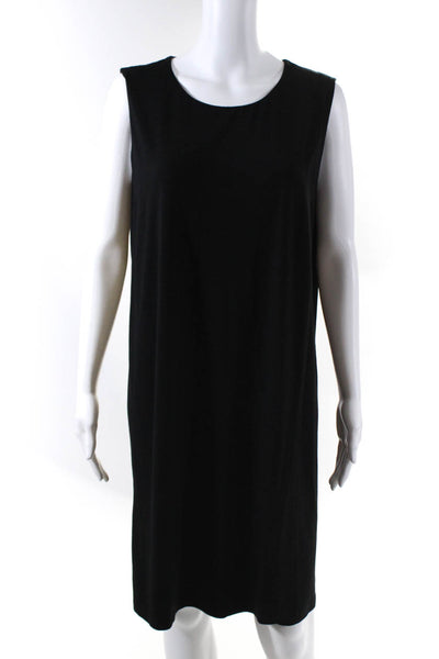 Eileen Fisher Womens Black Crew Neck Sleeveless A-line Wrap Dress Size S/P