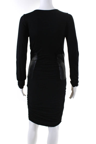 Faith Connexion Womens Jersey Knit Leather Ruched Dress Black Size M