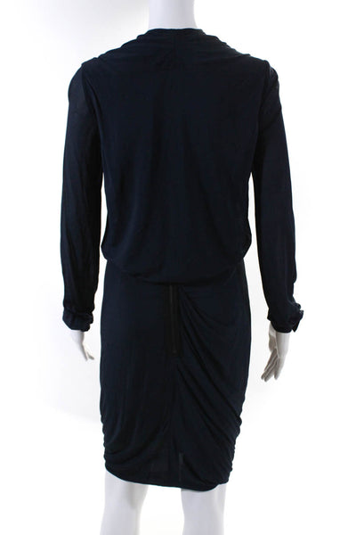 Yigal Azrouel Womens Jersey Knit Crystal Belt Sheath Dress Navy Size 4