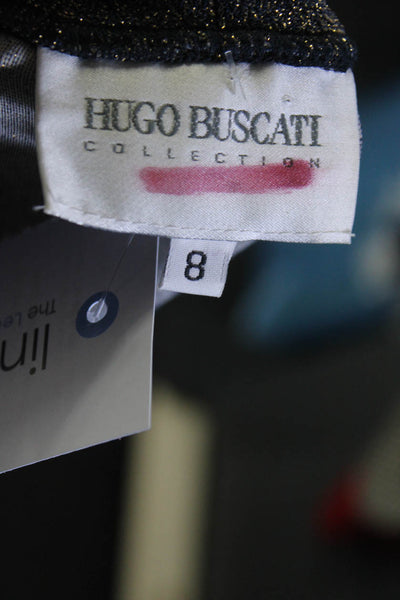 Hugo Buscati Womens Metallic Knit Short Sleeve Sweater Top Gold Size 8