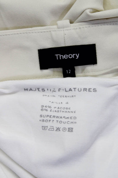 Majestic Filatures Theory Womens White Long Sleeve Blouse Top Size 4 12 Lot 2