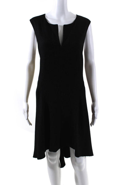 BCBGMAXAZRIA Womens Sleeveless Textured Asymmetrical A-Line Dress Black Size L