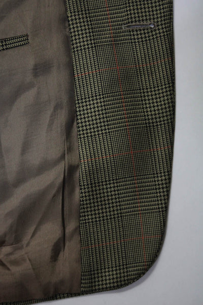 Boss Hugo Boss Mens Brown Wool Silk Mix Plaid Two Button Blazer Jacket Size 40L