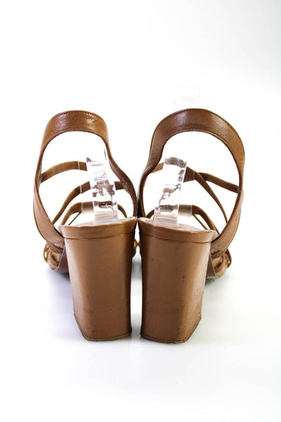 By Far Womens Elastic Strappy Open-Toe Block Heels Brown Size EUR41