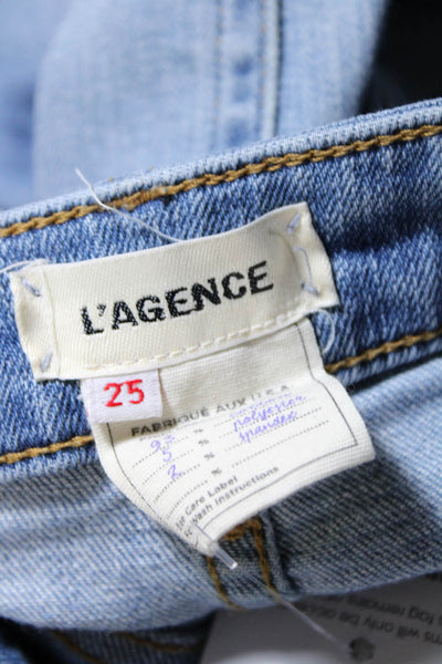 L'Agence Womens Asymmetrical Distress Hem 5-Pocket Light Wash Jeans Blue Size 25