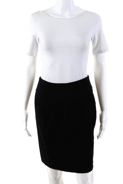 Baraschi Womens Cotton Pleated High Rise Pencil Skirt Black Size 2