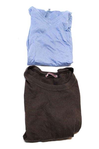 Velvet Vince Womens Short Sleeve Tee Shirt Blue Brown Size XS Petite Lot 2