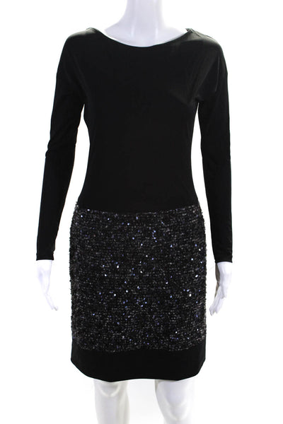 Suzi Chin for Maggy Boutique Wolmens Sequined Long Sleeve Dress Black Size 2
