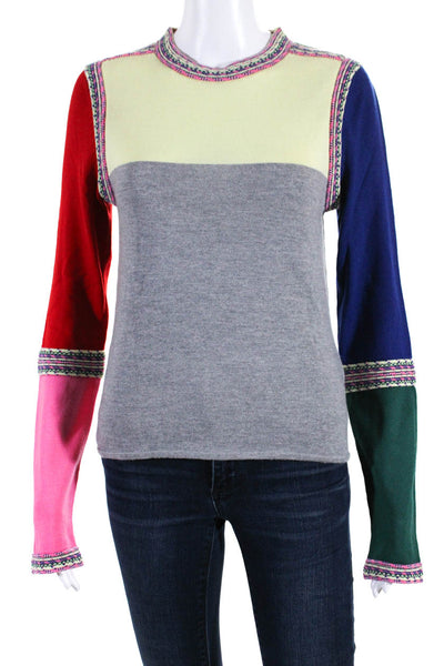 Rosie Assoulin Womens Crew Neck Colorblock Sweatshirt Multicolored Size Small
