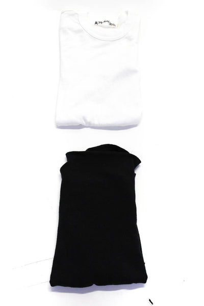 Michael Stars Womens Solid Quarter Sleeve Tee Shirt Black Size XS/OS Lot 2