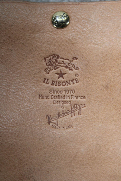 Il Bisonte Womens Leather Shearling Tote Handbag Beige Tan