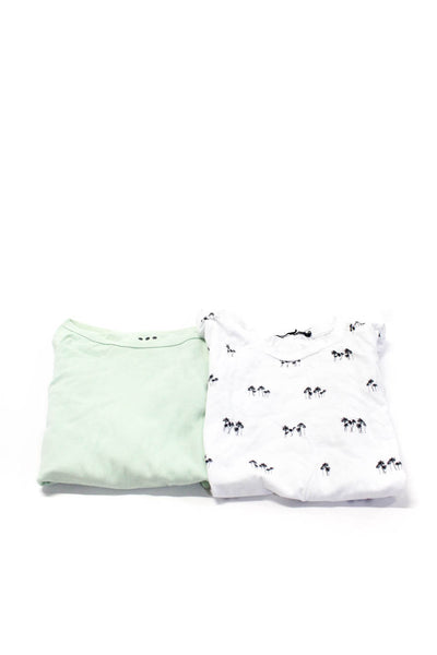 Three Dots Women's Cotton T-Shirts Green White Size XS Lot 2