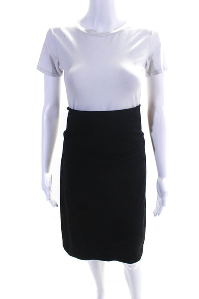 Rene Lezard Womens Elastic High Waist Side Pleat Midi Skirt Black Size EUR40