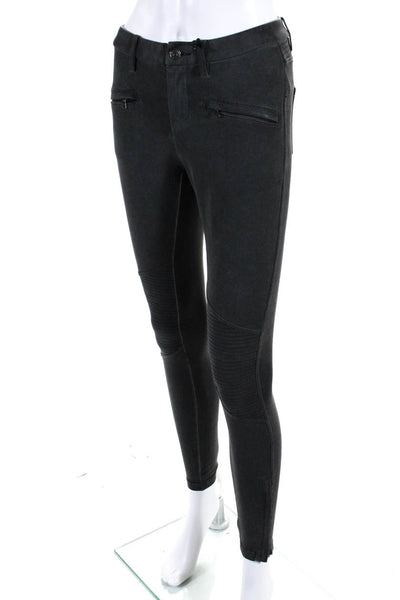 Marrakech Womens Textured Striped Zipped Hem Skinny Pants Gray Size EUR24