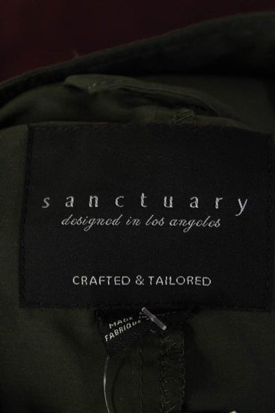 Sanctuary Womens Split Hem Drawstring Back Hoodless Anorak Jacket Green Size L