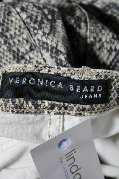 Veronica Beard Jeans Womens Snakeskin Printed Skinny Jeans Gray White Size 6