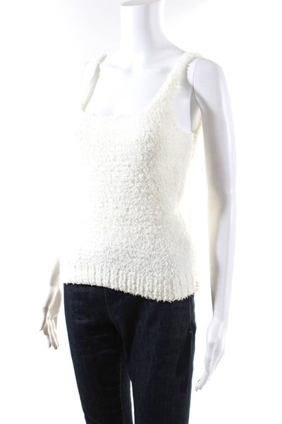 Skims Womens Cozy Knit Boucle Crop Tank Top White Size S/M
