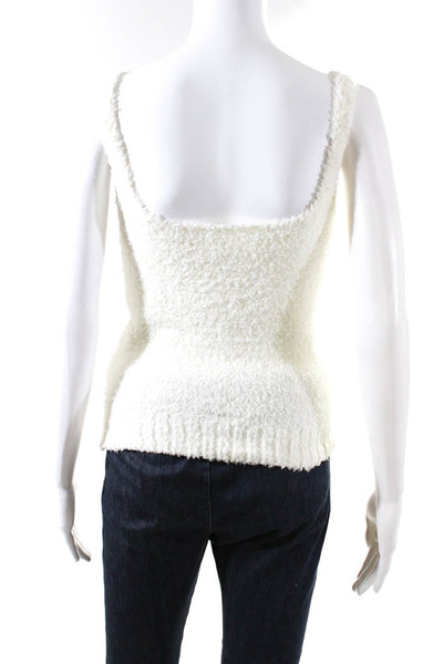 Skims Womens Cozy Knit Boucle Crop Tank Top White Size S/M