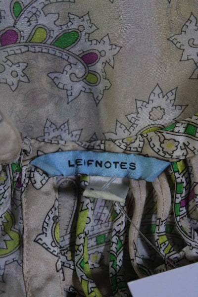 Leifnotes Womens Silk Pattern Dramatic Round Neckline Tank Beige Size 8