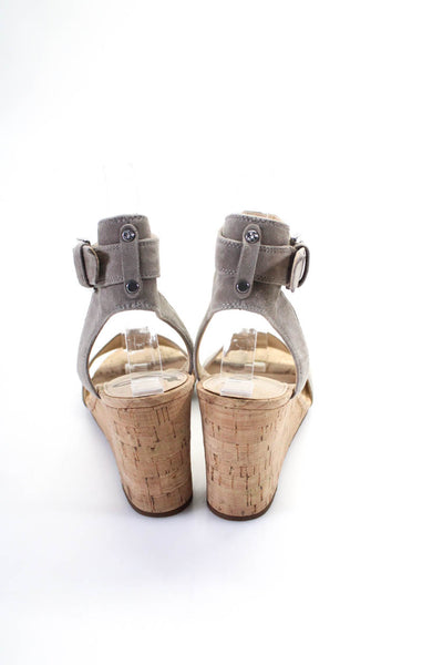 Sam Edelman Womens Wedge Heel Ankle Strap Sandals Gray Suede Size 6