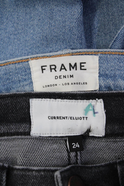 Frame Denim Current/Elliott Womens High Rise Fringe Skinny Jeans Blue 24 Lot 2