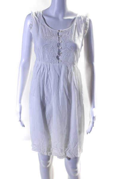 Christiane Celle Womens Sleeveless Floral Lace Shift Dress White Size L