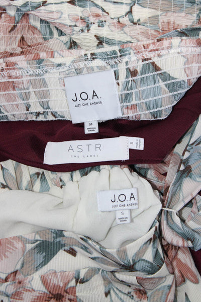 JOA Los Angeles Astr The Label Womens Beige Floral Crop Shirt Top Size M S Lot 3