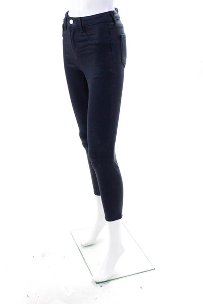 L'Agence Womens Cotton Coated Mid-Rise Skinny Leg Jeans Navy Blue Size 26