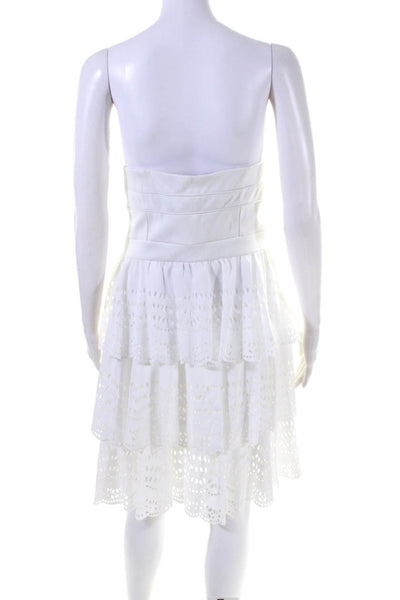 Cynthia Steffe Womens White Layered Strapless Mini Tiered Dress Size 12