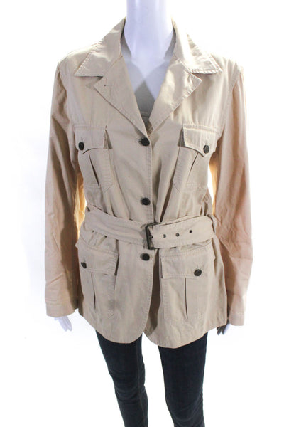 Henry Cottons Women's Button Up Jacket Belted Beige Jacket Size 48